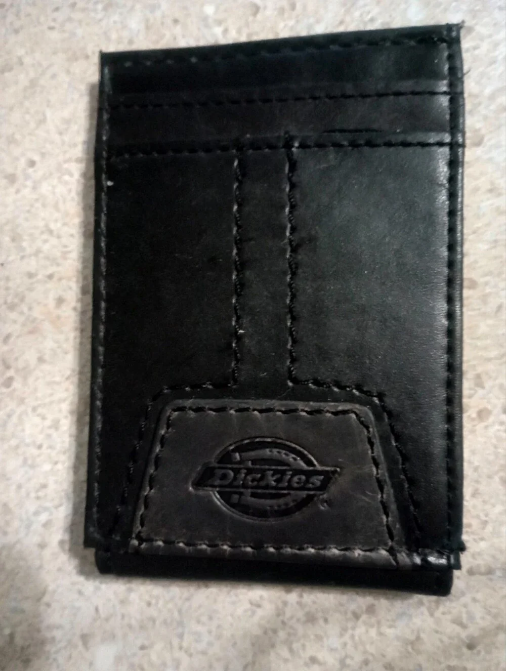 Dickies Black Leather Minimalist Card Wallet